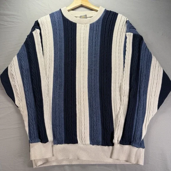 Vintage Grandpa Sweater Mens Medium Blue Cabe Knit 3D Knit Ozark Wilderness - Picture 2 of 10